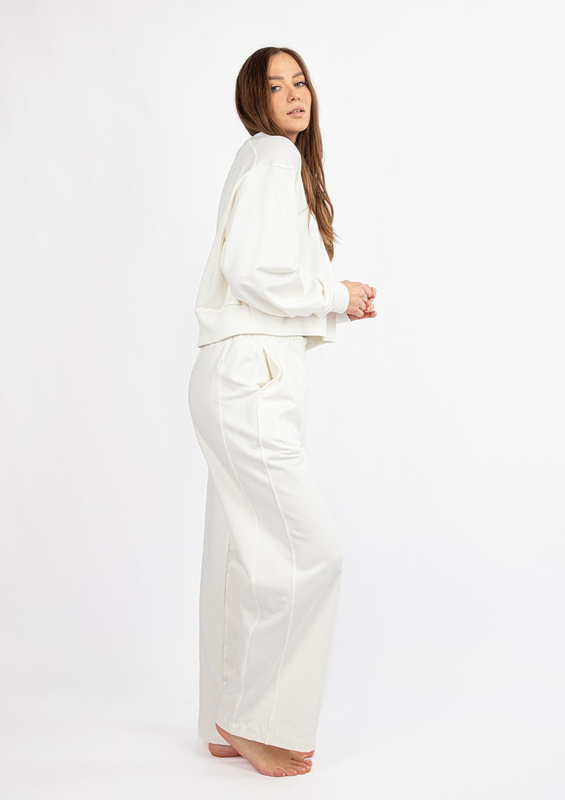 Bawełniany komplet dresowy DK-K-B23 - ecru Dkaren