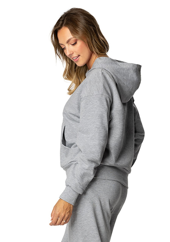 Modna bluza z kapturem DK-K-B8 - niebieski bawełna - Dkaren