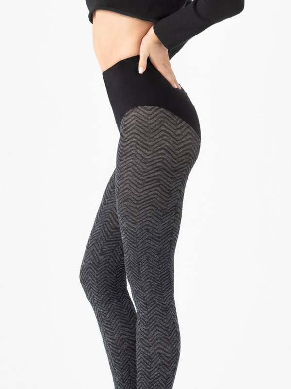 Szare rajstopy ze wzorem w jodełkę Fiore CHEVRON CHIC 60DEN