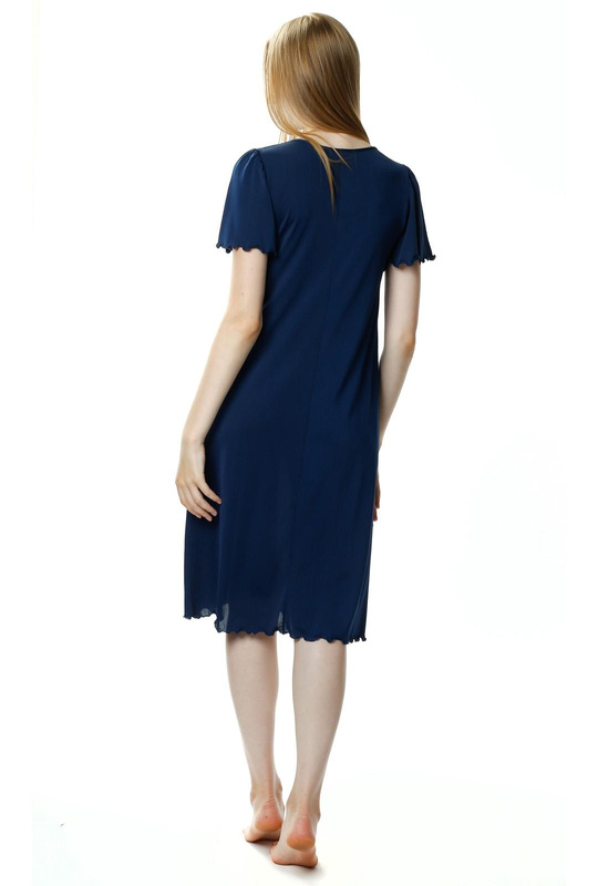 Koszula nocna Doris damska z krótkim rękawkiem 6076 granatowy - Mewa
