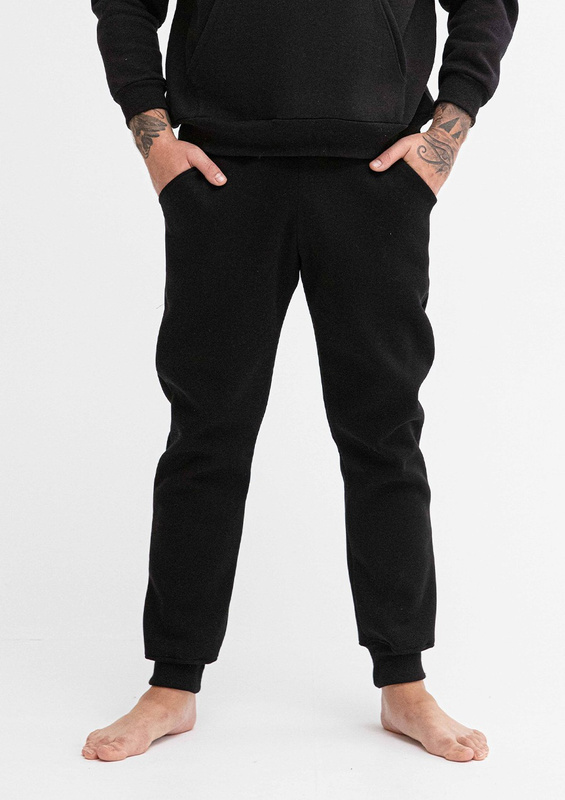 Spodnie męskie dresowe DK-K-B14 czarny bawełna gruba - Dkaren