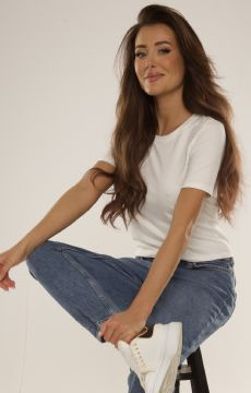 Koszulka damska z krótkim rękawkiem De Lafense 698 Freya w kolorze ecru