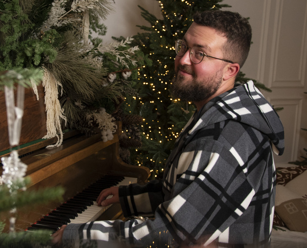 Cieplutki szlafrok męski SZARY Kocyk 034 De Lafense