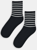 Skarpety damskie z wełną w paski SB140 czarne - Noviti