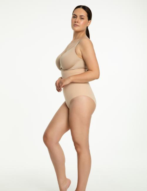 SEAMLESS HIGH-WAIST PANTY 441 -figi wyszczuplające wysoka talia BEZSZWOWE beż