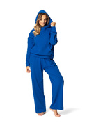 Komplet sportowy bluza z kapturem i "kangurką" oraz szerokie spodnie Dk-k-b8 - niebieski bawełna - Dkaren