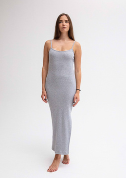 Dopasowana sukienka DK-K-P7 - szary bawełna prążki - Dkaren