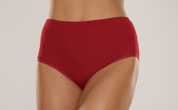 Gładkie wysokie bawełniane figi De Lafense bordo 018 Sara