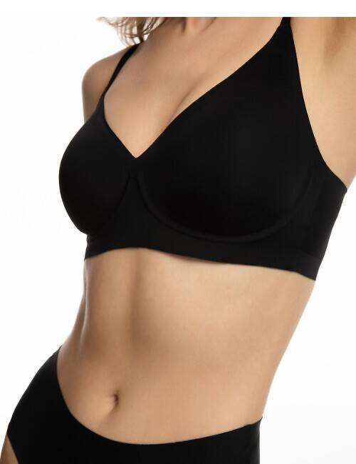 Nowoczesny bezszwowy czarny biustonosz Julimex Simple T-SHIRT BRA
