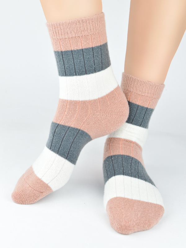 Skarpety damskie z wełną mix 6 par SB 139 tonacja szaro- różowa - Noviti