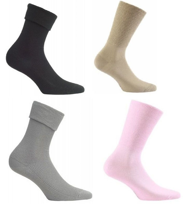 Różowe bezuciskowe skarpetki damskie z wywijanym ściągaczem Wola Perfect Woman