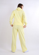 Komplet sportowy bluza z kapturem i "kangurką" oraz szerokie spodnie Dk-k-b8 - żółty bawełna - Dkaren