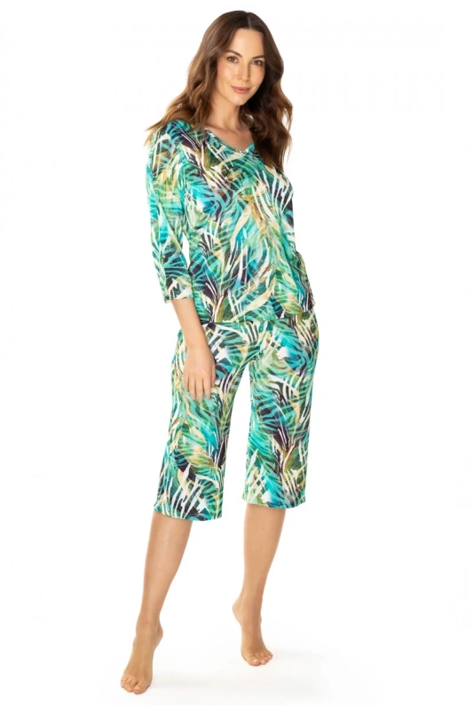 Kolorowa piżama damska z jedwabiu Vistex Mewa Malaga 86656