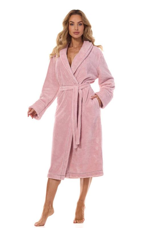 Elegancki długi szlafrok z kołnierzem L&L 2413 CAMELIA baletowy