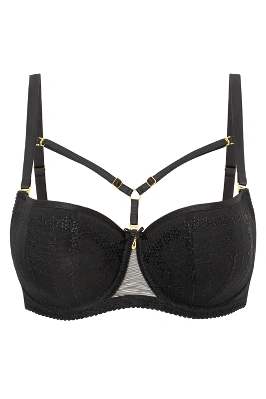 Czarny biustonosz ze zmysłowymi paskami VB-475 VENA