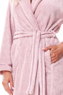 Długi jasnoróżowy szlafrok z kapturem L&L 2322 SOFT baletowy