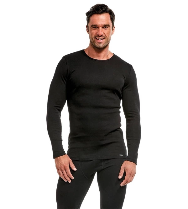 Czarne kalesony męskie z rozporkiem Cornette Authentic