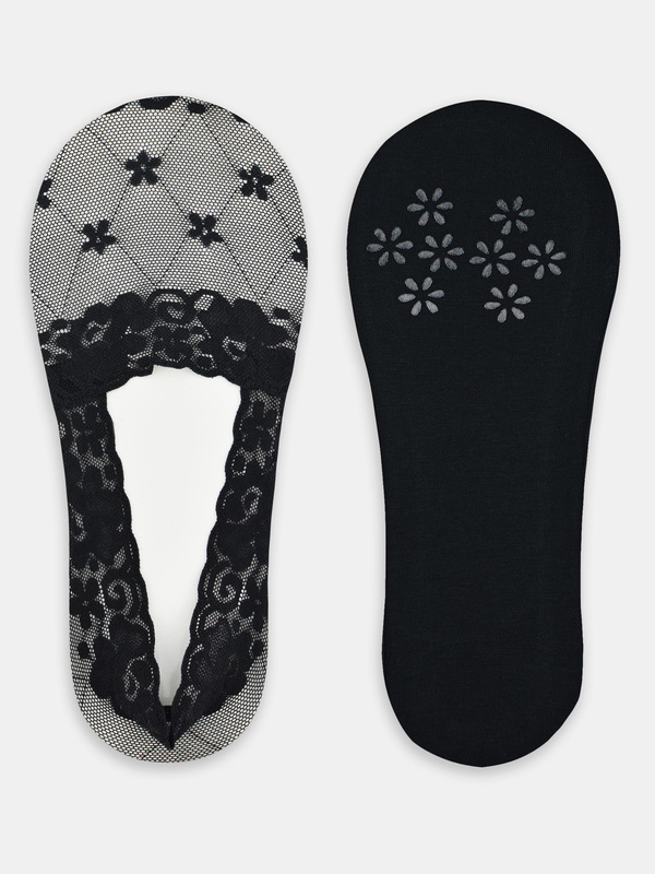 Stopki niskie koronka silikon ABS czarne - Noviti SN051