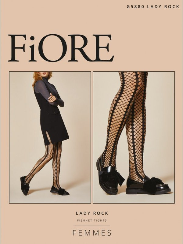 Rajstopy czarne kabaretki Fiore LADY ROCK