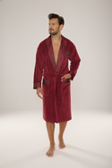Bawełniany długi szlafrok męski Noble De Lafense z satynowym obłożeniem - 868 burgund
