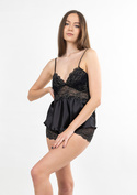 Zmysłowy, satynowy komplet Ira czarny- Dkaren