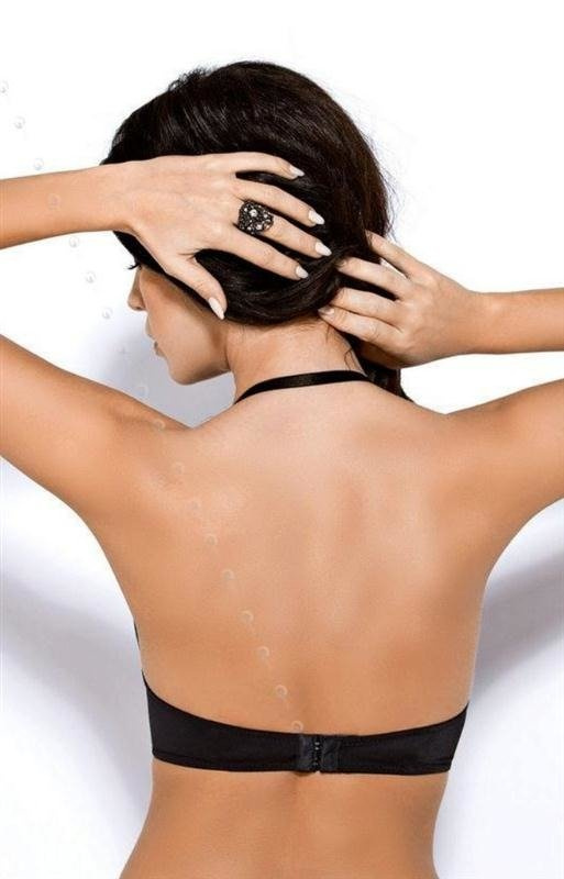 Biustonosz do głębokich dekoltów Gorsenia G025 czarny, z przepinanymi ramiączkami