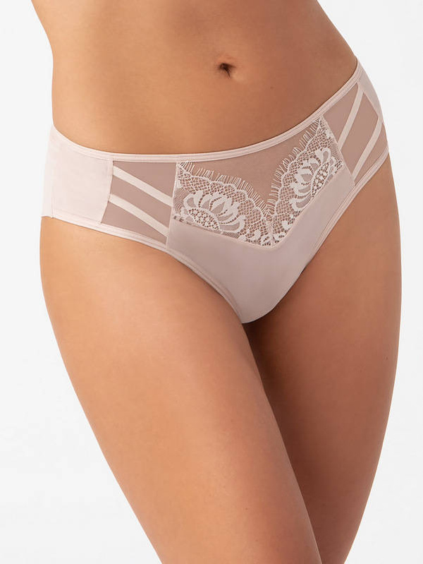 Tiulowe beżowe figi typu brazyliany Gorsenia K498/1 PARADISE