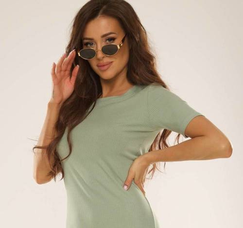 Koszulka damska z krótkim rękawkiem De Lafense 698 Freya w kolorze groszkowym