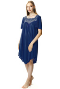 Damska koszula nocna Józefina symetryczne wycięcie 0388 granatowy - Mewa