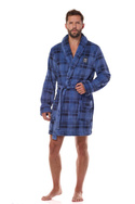 Krótki męski szlafrok w elegancką kratę L&L Hero 2456 BJ navy
