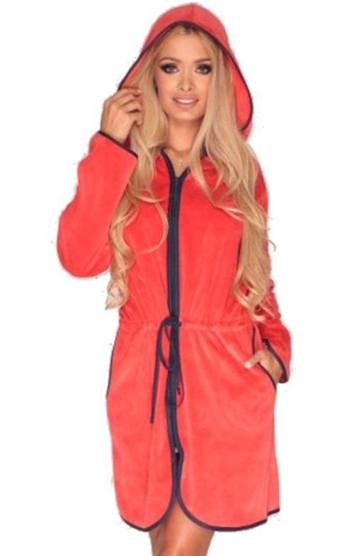 Welurowy szlafrok damski z kapturem De Lafense - 313 / Desiree