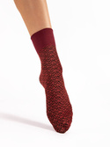 Czerwone, wzorzyste skarpetki z mikrofibry Fiore REINA 40 den