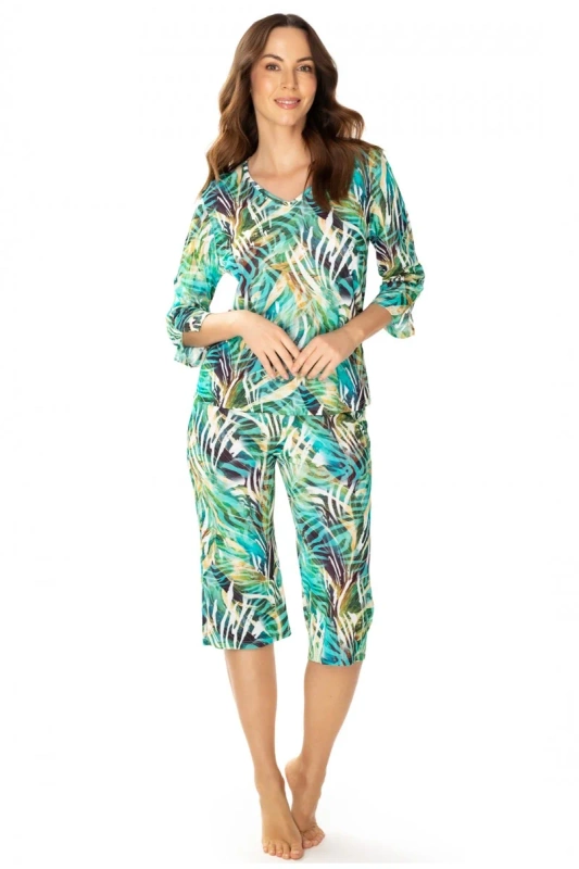 Kolorowa piżama damska z jedwabiu Vistex Mewa Malaga 86656