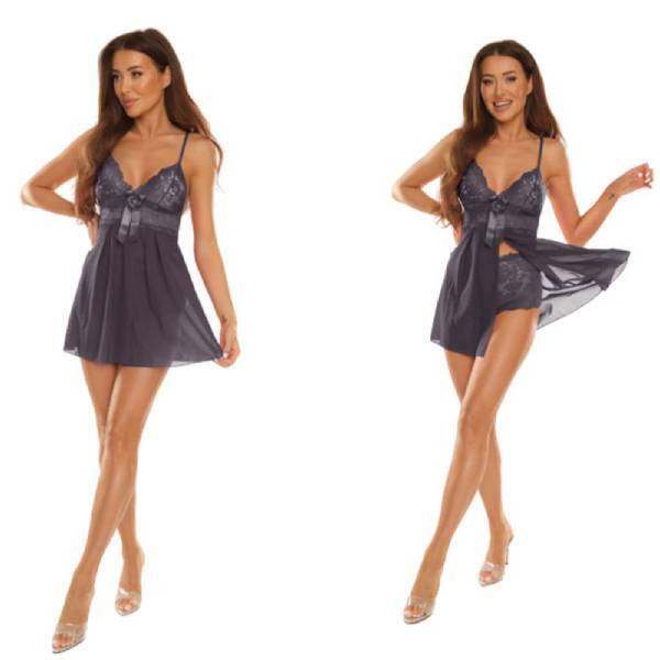 Tiulowa szara koszulka z szortami De Lafense Agathe 901 S-4XL