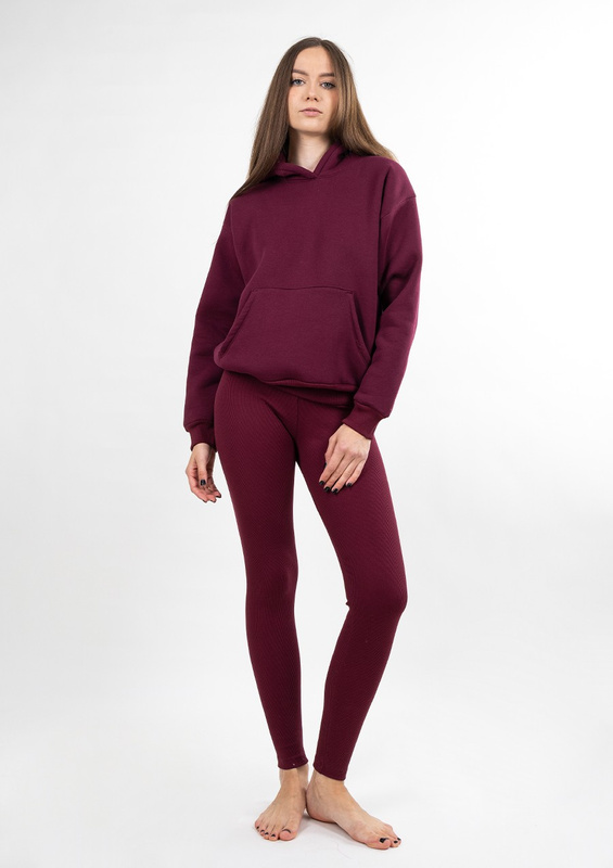 Komplet Oseye - bordo bawełna gruba i prążki - Dkaren