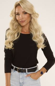 Czarna bluzka z długim rękawem De Lafense Freya 723 