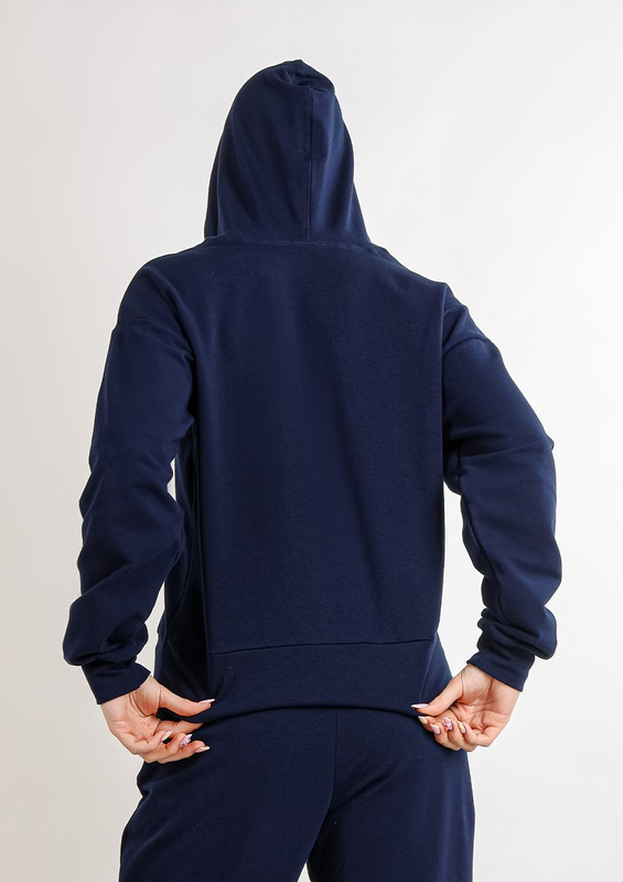 Modna bluza z kapturem DK-K-B8 - granat bawełna - Dkaren