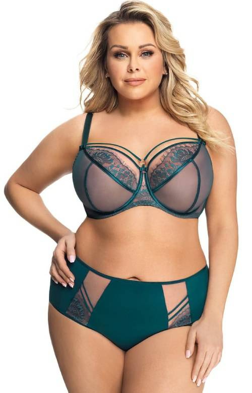W ZESTAWIE TANIEJ: seksowny biustonosz +pełne figi Gorsenia PARADISE K496/K497 zielony