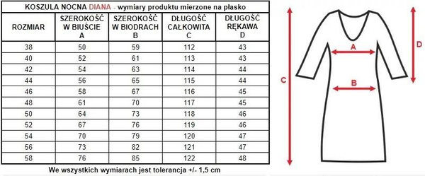 Długa koszula nocna Diana z ładnym dekoltem róż - Mewa