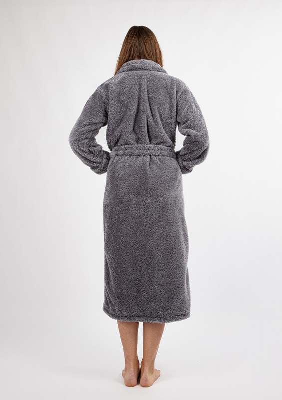Puchaty szlafrok/ podomka ELIZA DŁUGA-szary - Dkaren