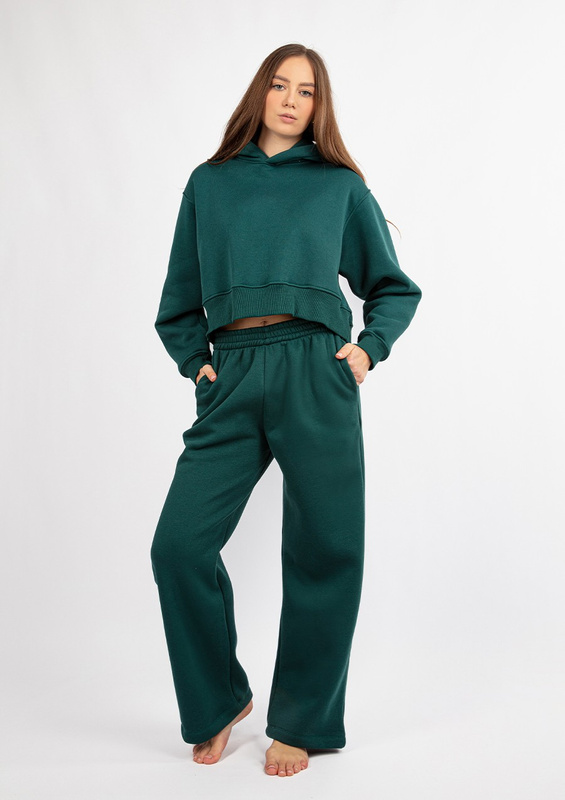 Ciepły komplet dresowy, bawełniany Dk-k-b15 butelkowa zieleń Dkaren