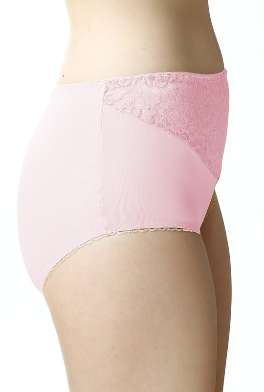 Figi damskie Liza wysoki stan z koronką kol. różowy - Mewa