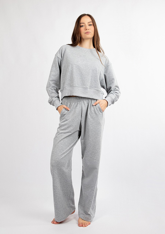 Bawełniany komplet dresowy DK-K-B23 - ecru Dkaren