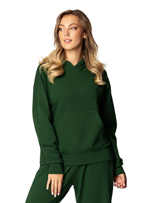 Modna bluza z kapturem DK-K-B8 - biały bawełna - Dkaren