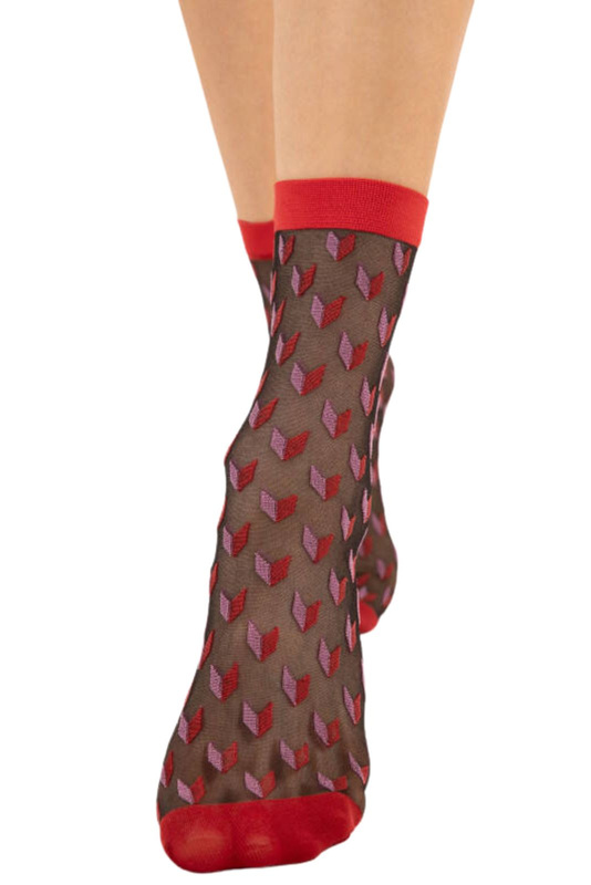 Czarne skarpetki w czerwone wzorki Fiore DIZZY 20 den  red/black