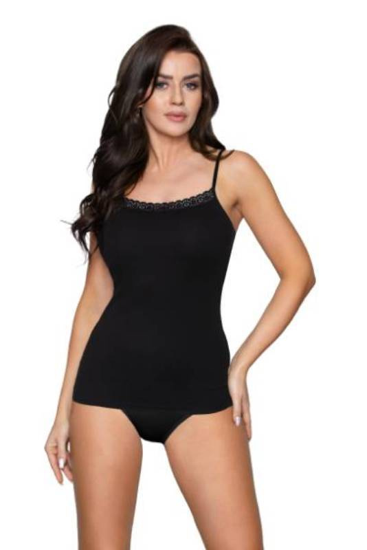 Bawełniana czarna koszulka damska Babell NATALIA