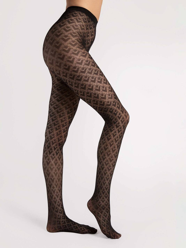Wzorzyste czarne rajstopy Fiore BISETTE 30 DEN black