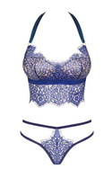 Seksowny koronkowy komplet Obsessive Flowlace biustonosz/top ze stringami