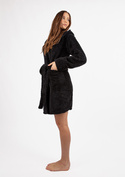 Puchaty szlafrok/ podomka DIANA- czarny Dkaren