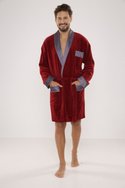 Welurowy, elegancki szlafrok męski De Lafense - 772 z satynowym wykończeniem